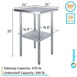 Stainless Steel Work Table with Undershelf, 24" x 24