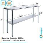 AmGood 18" x 72" Stainless Steel Prep Table