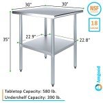 30" Stainless Steel Work Table | NSF Certified