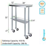 Stainless Steel Work Table with Wheels & Casters