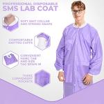 10 Pack Durable Disposable Lab Coats - Purple
