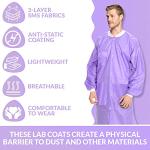 10 Pack Durable Disposable Lab Coats - Purple