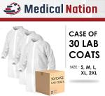 MEDICAL NATION Disposable White Lab Coats, Medium - 30 Pack