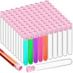 100 Clear Plastic Test Tubes with Caps - 100mm