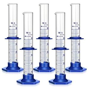 5PCS 50ML Thick Glass Graduated Measuring Cylinders