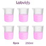 6-Pack Stackable Plastic Beakers, 250ml Volume