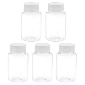 PET Plastic Lab Reagent Bottles with Tamper Caps - 5pcs