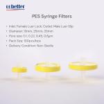 100pcs PES Syringe Filters 0.22μm 33mm Diameter