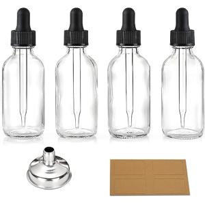 4 Pack 2 oz Glass Eye Dropper Bottles