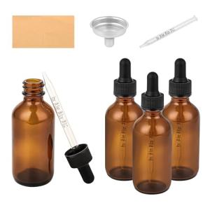 4-Pack 2 oz Leak-Proof Glass Dropper Bottles