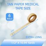 Hypoallergenic Medical Tape - 6 Rolls, 1/2" x 10.94Yds