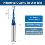 Blue Coated Tungsten CNC Router Bits - 1/8" x 1/4