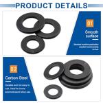 500Pcs Black Metric Flat Washer Assortment Kit