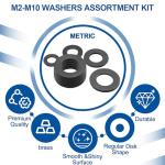 500Pcs Black Metric Flat Washer Assortment Kit