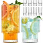 Vintage Ribbed Glass Set - 8 Drinking Glasses