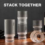 Vintage Ribbed Glass Set - 8 Drinking Glasses