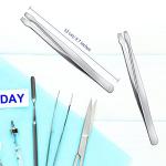 Stainless Steel Flat Tip Tweezers – 2 Pack