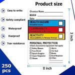 Chemical Safety Data Stickers - 250 Labels 2"x3