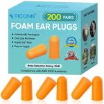 TICONN 200 Pairs Noise Reduction Ear Plugs