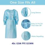 20 Pack Disposable Isolation Gowns - Level 2 Blue