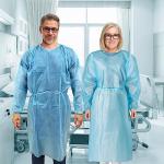 20 Pack Disposable Isolation Gowns - Level 2 Blue