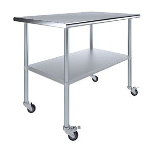 30" x 48" Stainless Steel Rolling Work Table