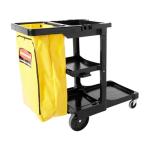 Rubbermaid 3-Shelf Cleaning Cart with Yellow Bag
