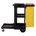 Rubbermaid 3-Shelf Cleaning Cart with Yellow Bag