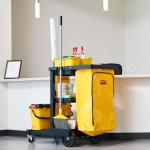 Rubbermaid 3-Shelf Cleaning Cart with Yellow Bag