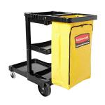 Rubbermaid 3-Shelf Cleaning Cart with Yellow Bag
