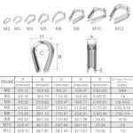 30PCS Stainless Steel M8 Wire Rope Thimbles