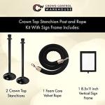 Stainless Steel Stanchion Kit with Velvet Rope and Sign Frame