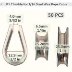 50 Stainless Steel Thimbles for Wire Rope Cable