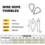 60pcs Stainless Steel Wire Rope Thimbles - M2