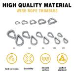 60pcs Stainless Steel Wire Rope Thimbles - M2