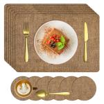 Heat Resistant Faux Leather Placemats Set of 6