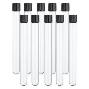 15ml Glass Test Tubes with Plastic Caps - 10 Pack