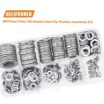 600-Piece Stainless Steel Flat Washers Assortment Kit