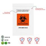 100 Biohazard Specimen Zip Bags - 6"x9
