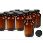 Amber Glass Wide Mouth Packer Bottles, 500 ML - 12 Pack