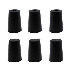 6pcs Rubber Laboratory Stoppers, 13mm-17mm, Black