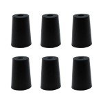 6pcs Rubber Laboratory Stoppers, 13mm-17mm, Black