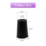 6pcs Rubber Laboratory Stoppers, 13mm-17mm, Black