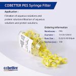 100 Pack PES Syringe Filters 0.45μm 13mm Diameter