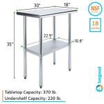 Stainless Steel Work Table with Undershelf - 30"x18