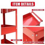 3-Tier Metal Service Cart on Wheels, 400 lbs