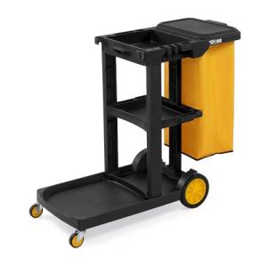 TUFFIOM 3-Shelf Janitorial Cart with Vinyl Bag