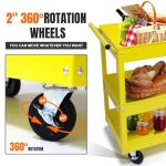 Large Steel Utility Cart with Wheels - 3 Shelf