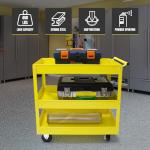 Large Steel Utility Cart with Wheels - 3 Shelf