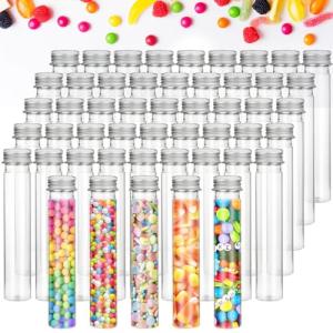 Oungy 50-Pack Clear Plastic Test Tubes with Caps